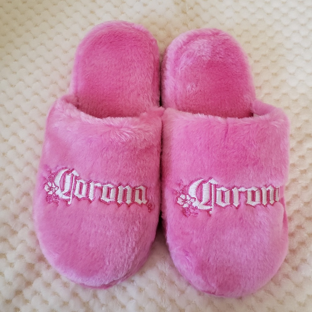 Corona Pink Fuzzy Slippers - Picture 1 of 4